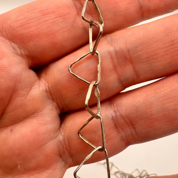 Scandinavian inspired 48" silver triangle link chain necklace. - Picture 8 of 8